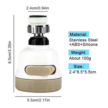 360-Degree Rotatable Kitchen Faucet Aerator with 3 Spray Modes - Water-Saving Tap Head with Pulse, Shower & Flower Settings, Fit Plastic Aerator for Home Use